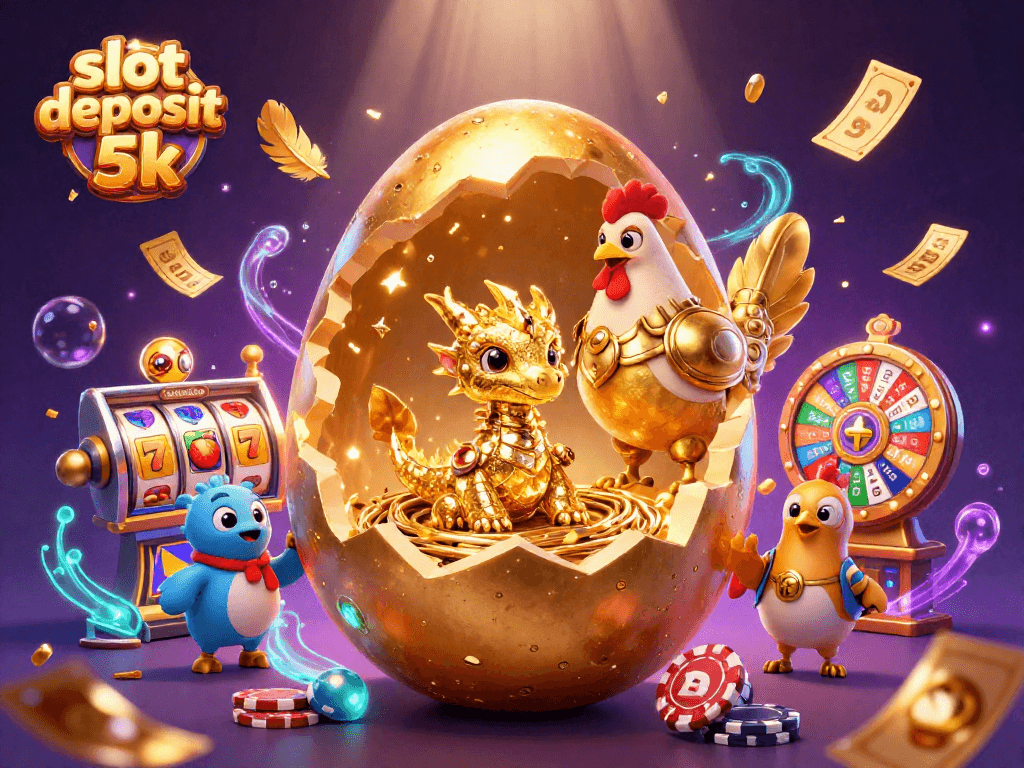 Engage with slot deposit 5k as golden treasures emerge from a jackpot scene filled with excitement.