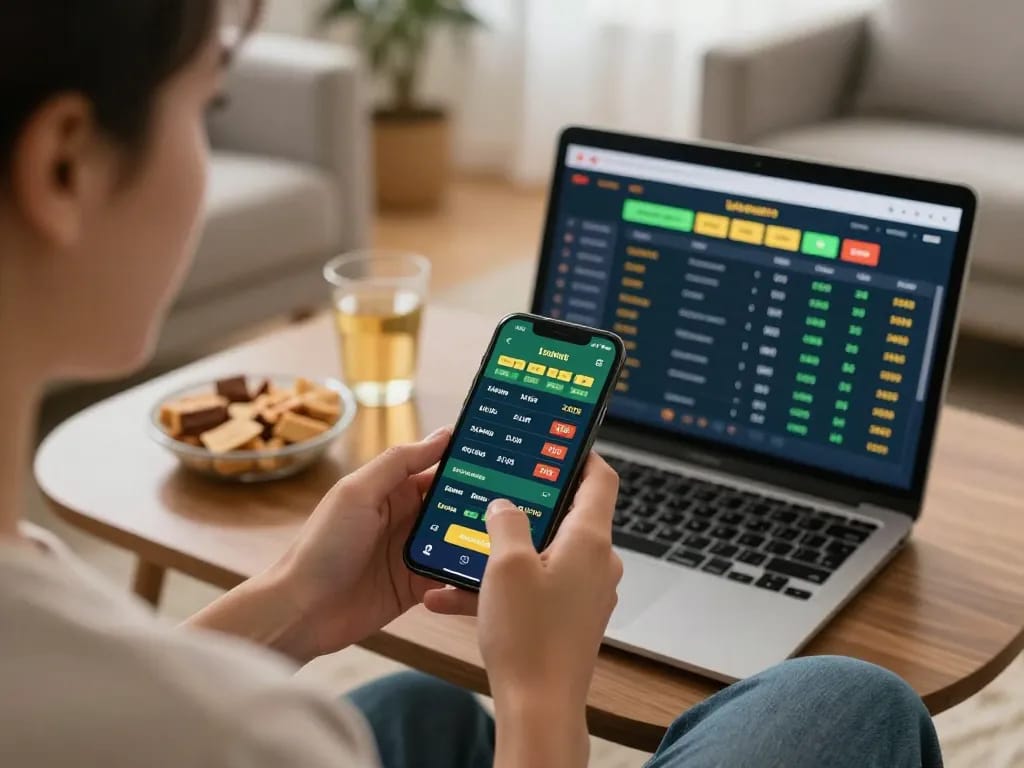 Betting on 88aa live sports gaming with smartphone while relaxing at home.