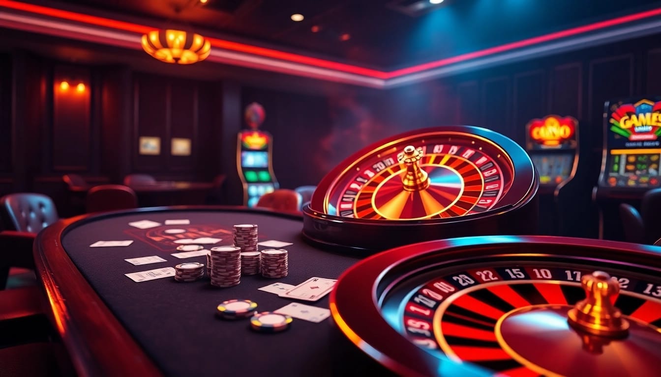 Gameplay in TRANG GAME B8 with vibrant poker chips and roulette wheel, enhancing online gambling excitement.