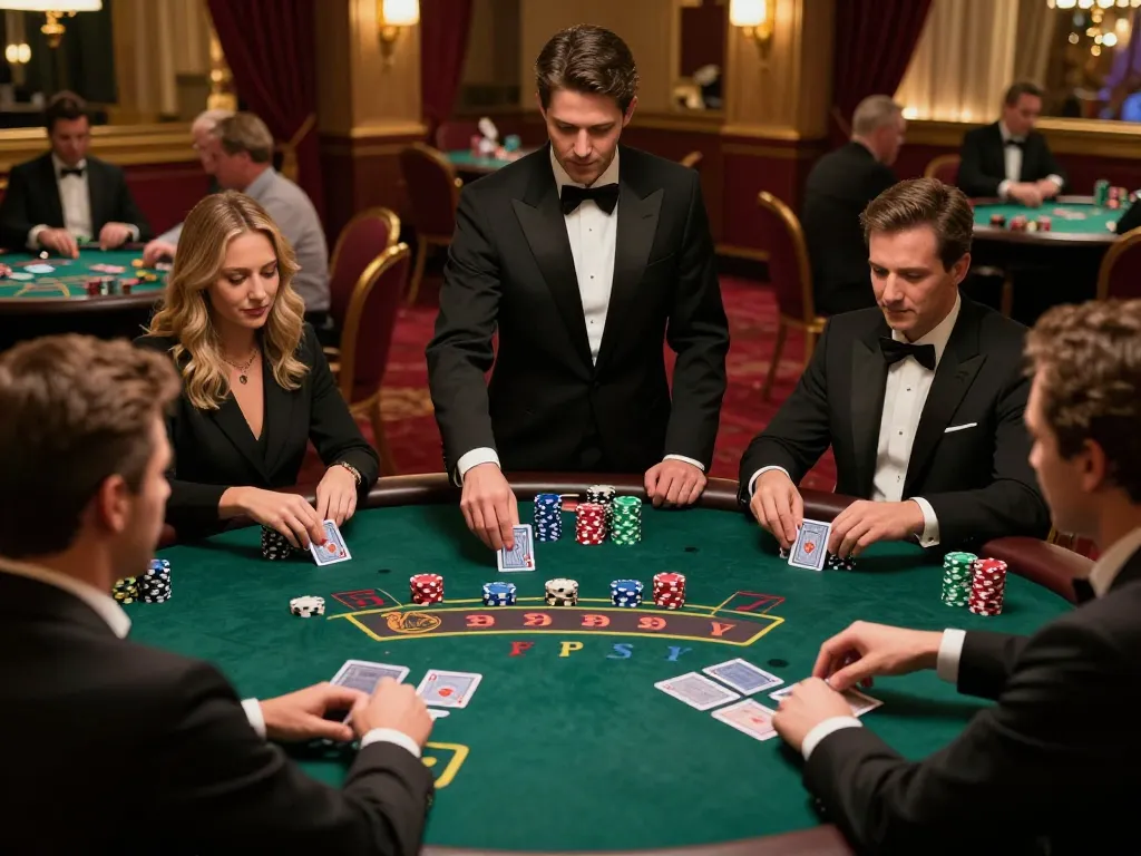 Players at a luxurious blackjack table strategizing their bets in TA88 casino