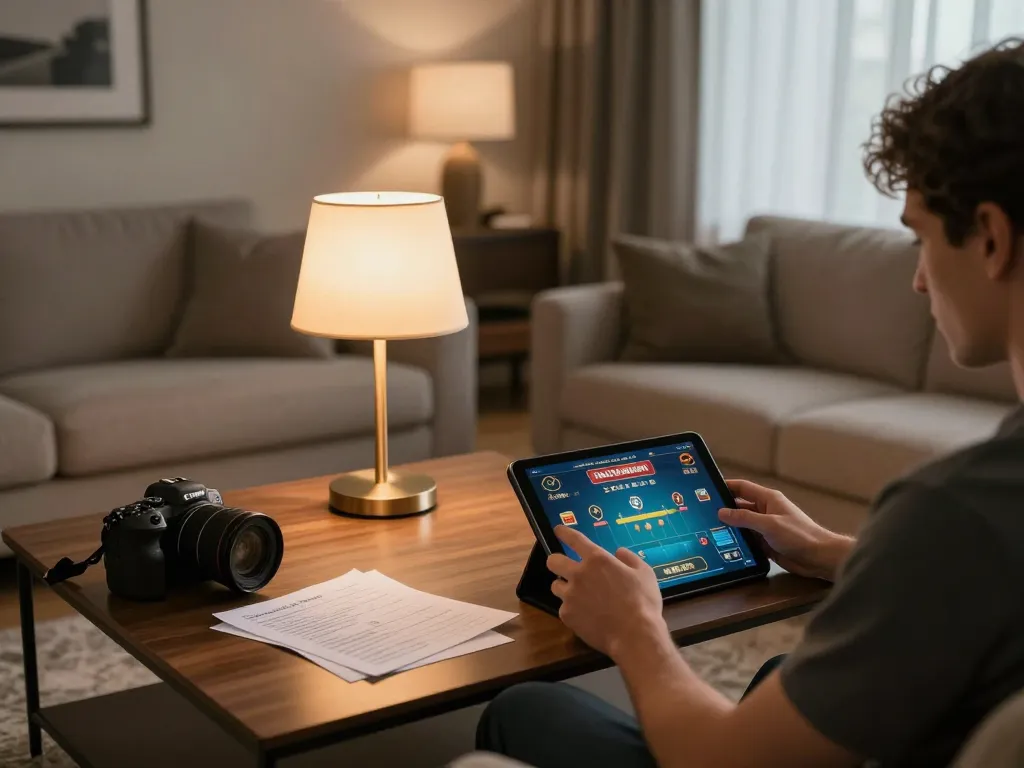 Person enjoying a gaming session at a god55 casino on a tablet in a cozy home