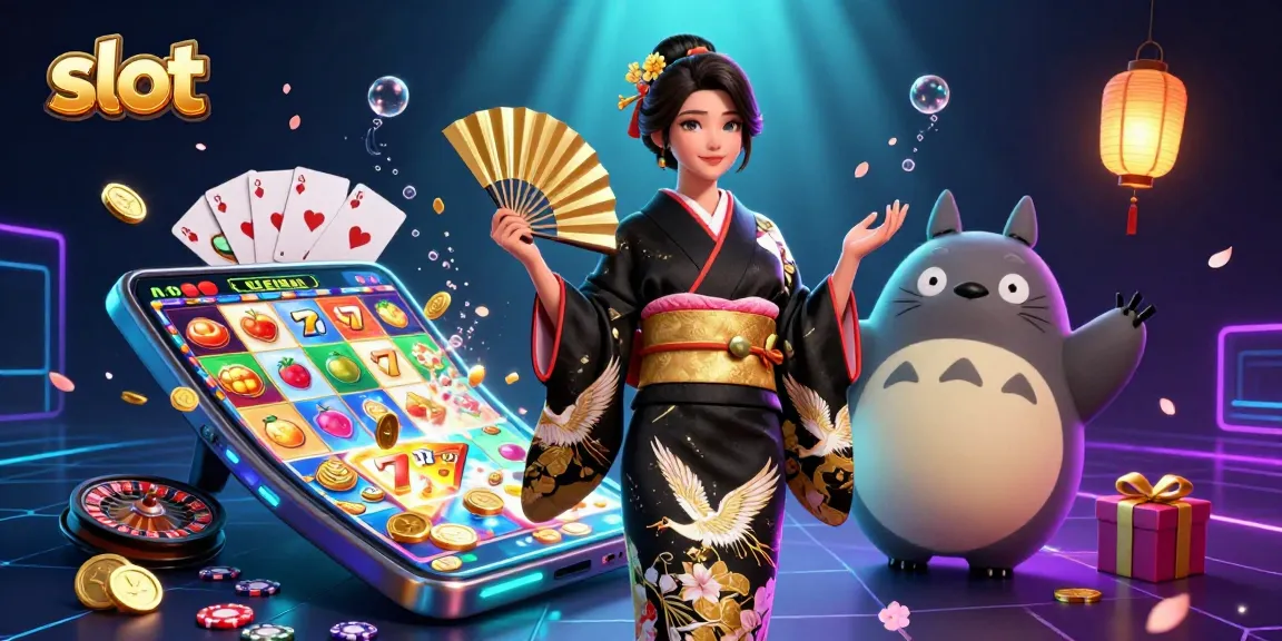 Spin vibrant slots with engaging characters, featuring slot game elements and festive decorations.