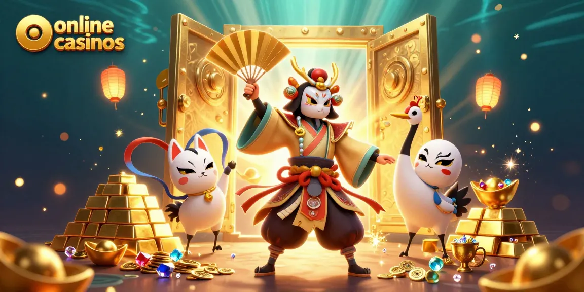 Experience the thrill of online casinos with this vibrant 3D casino scene filled with treasures.
