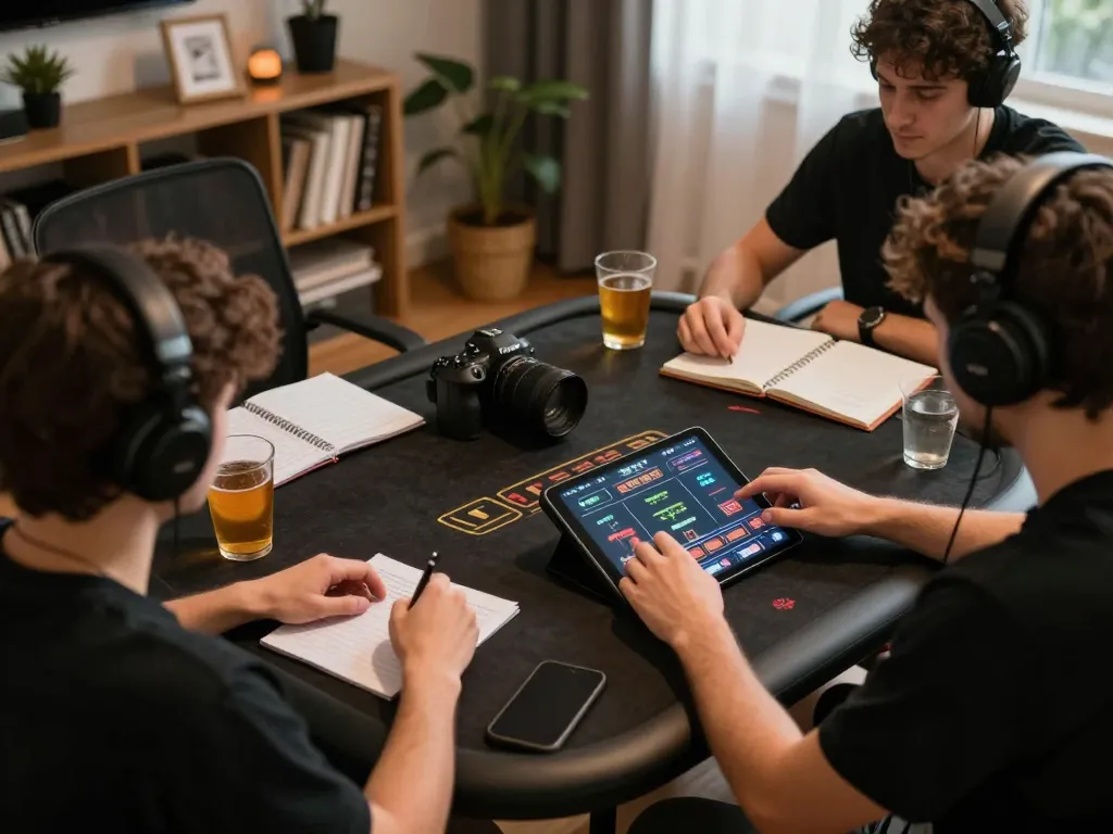 Player enjoying online casino game at home, showing BL555 platform on tablet in cozy setting