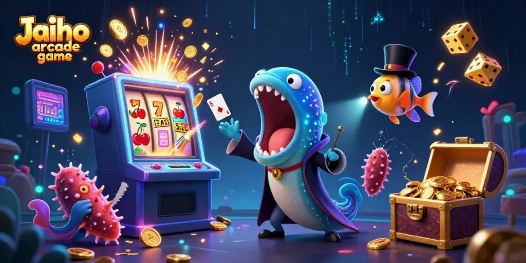 Experience thrilling action in the Jaiho arcade game with vibrant, animated underwater casino elements.