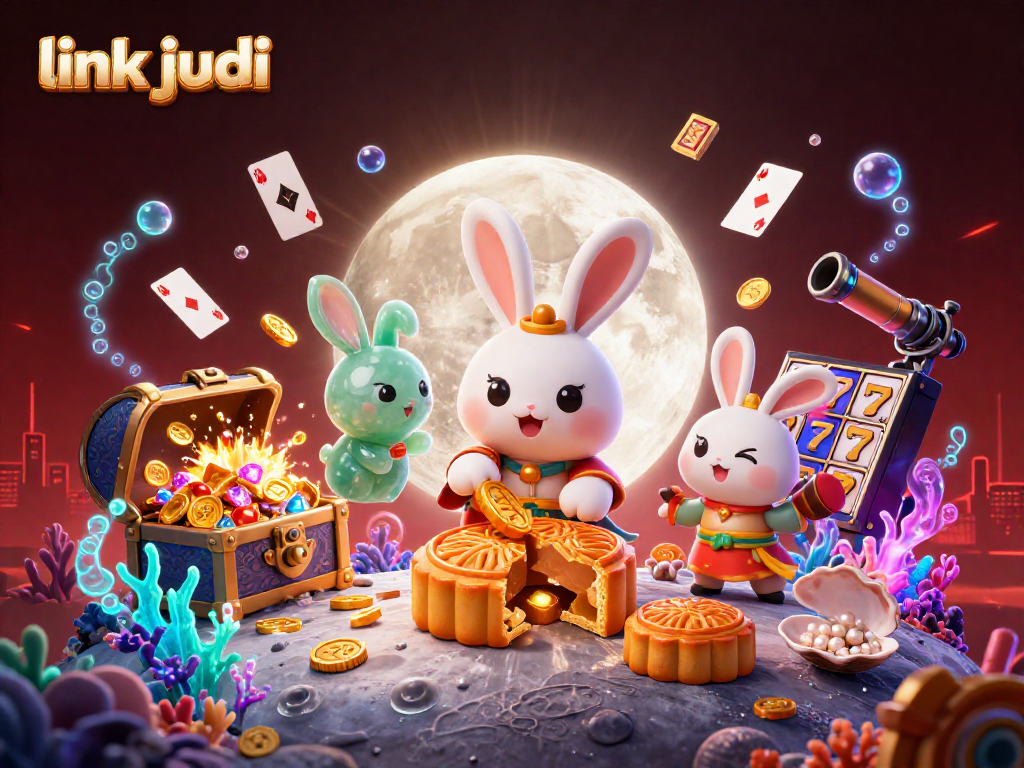 Experience thrilling wins with link judi as fortune unfolds in this vibrant casino-themed illustration.