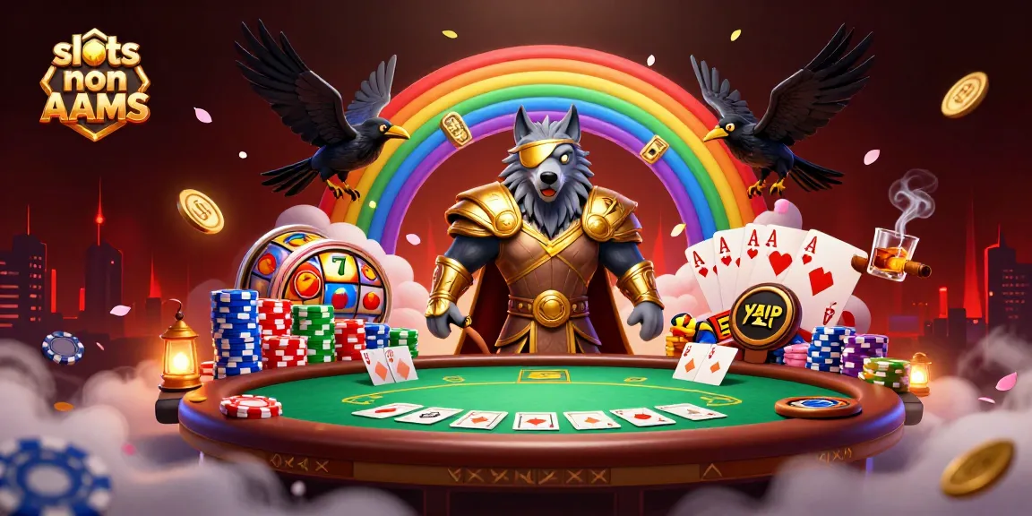 Interagisci con slot non AAMS featuring un lupo vichingo e corvi tra elementi di casinò.