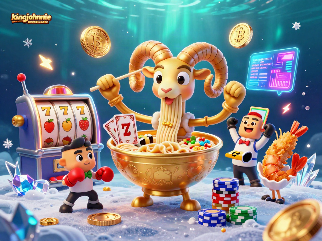 Exciting scene showcasing kingjohnnie windows casino with cartoon characters and casino elements in ultra-detailed 3D.