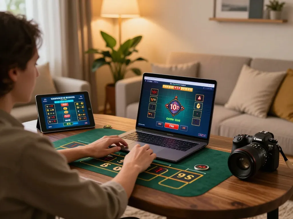 Player enjoying a dynamic online dealer game on 789club laptop, showcasing an inviting atmosphere.