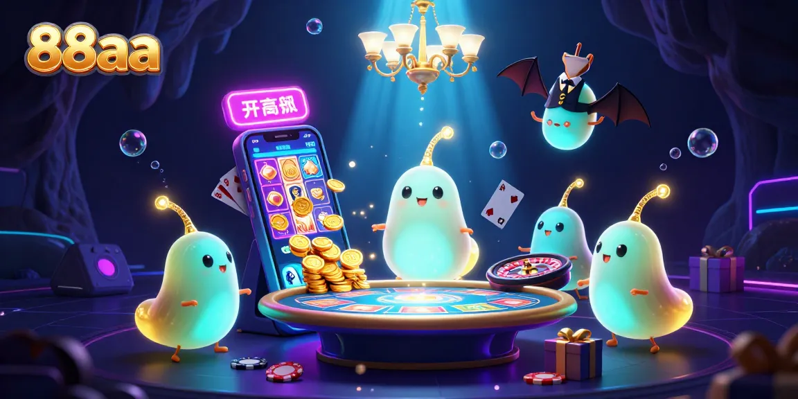 88aa showcases an energetic casino scene with glowworms illuminating vibrant game elements and action.