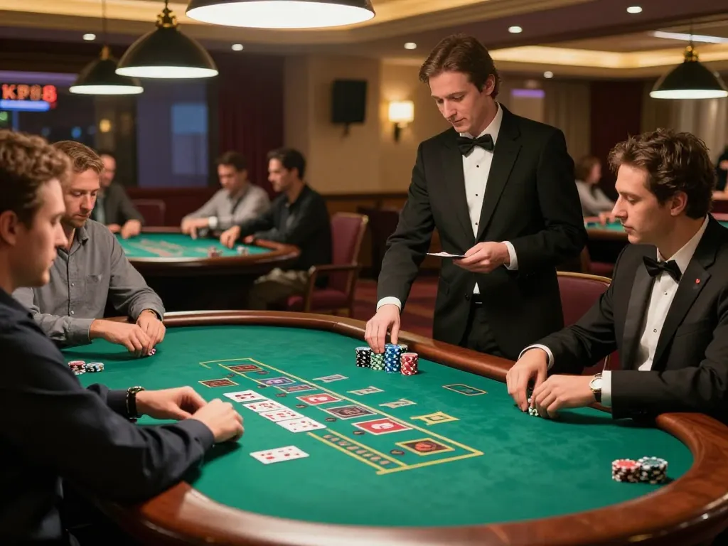 kp88 live dealer game at a blackjack table with engaged players and dynamic atmosphere