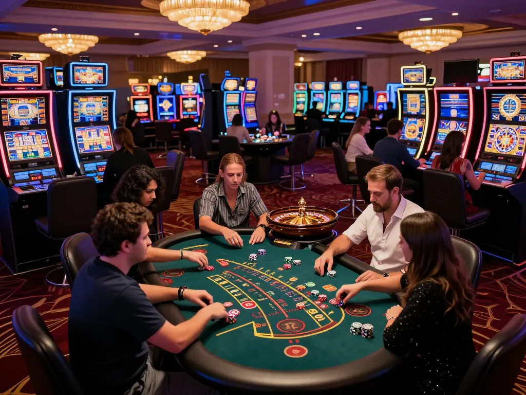 Experience the thrilling gameplay at a casino with rik 88, highlighting exciting slot machines and tables alive with action