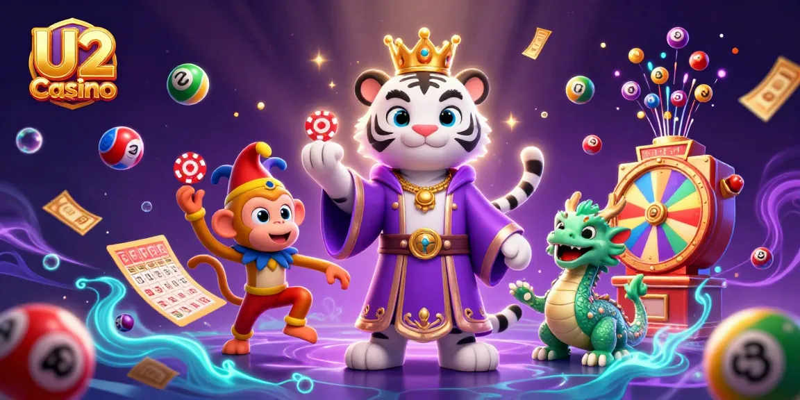 Engage in thrilling action at U2 Casino with dynamic 3D illustration showcasing vibrant gaming elements.
