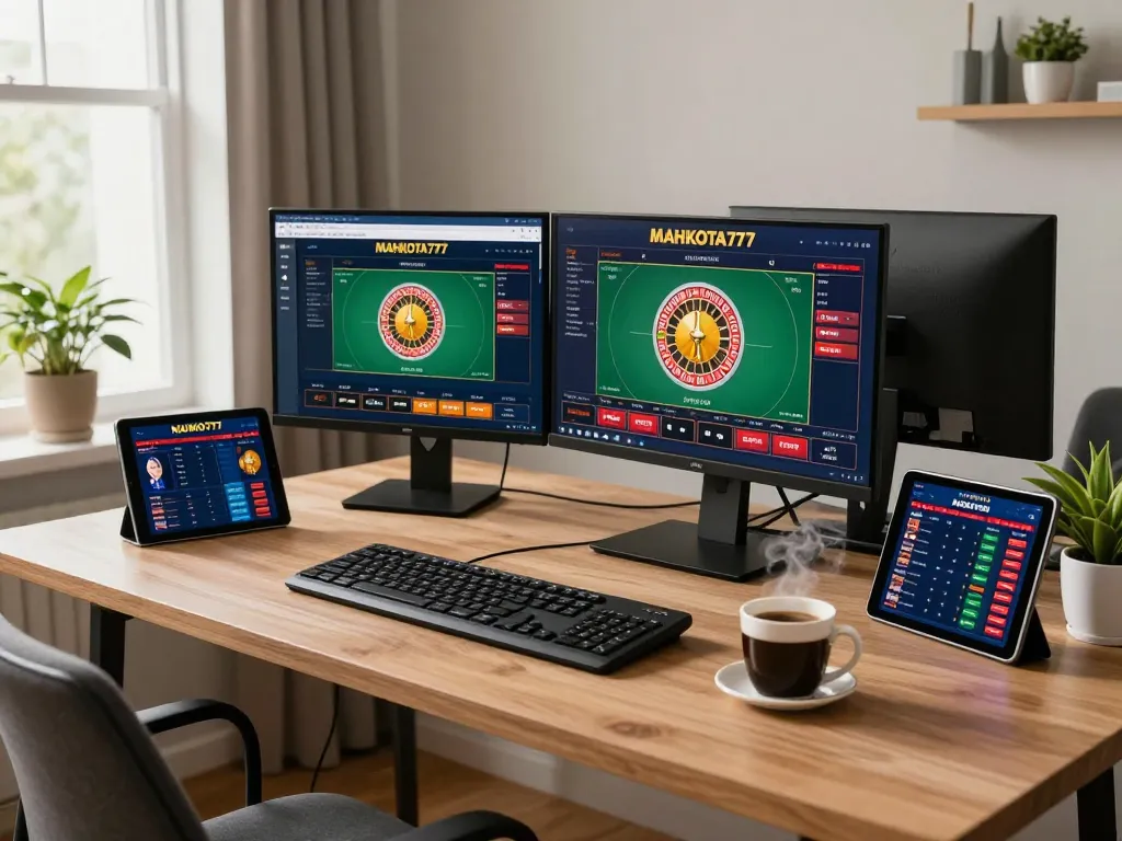 Terlibat dalam permainan online MAHKOTA777 dengan pengaturan rumah yang stylish dan permainan roulette interaktif.