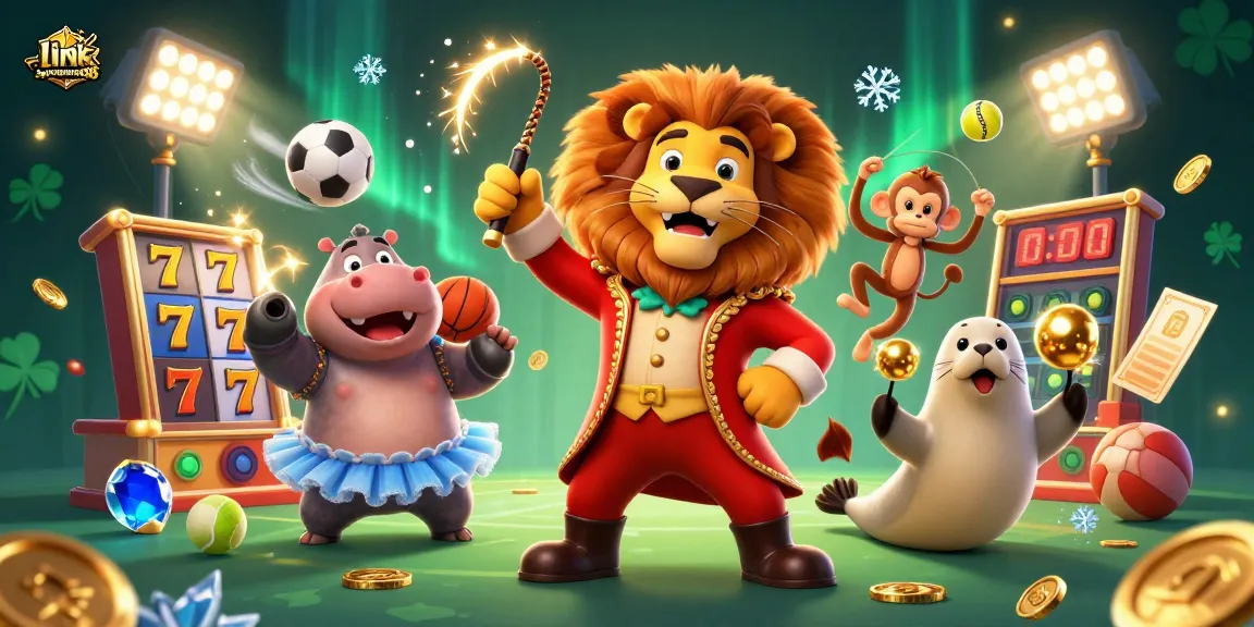 Engage in thrilling gameplay with link spaceman88 featuring vibrant circus characters and slot reels.