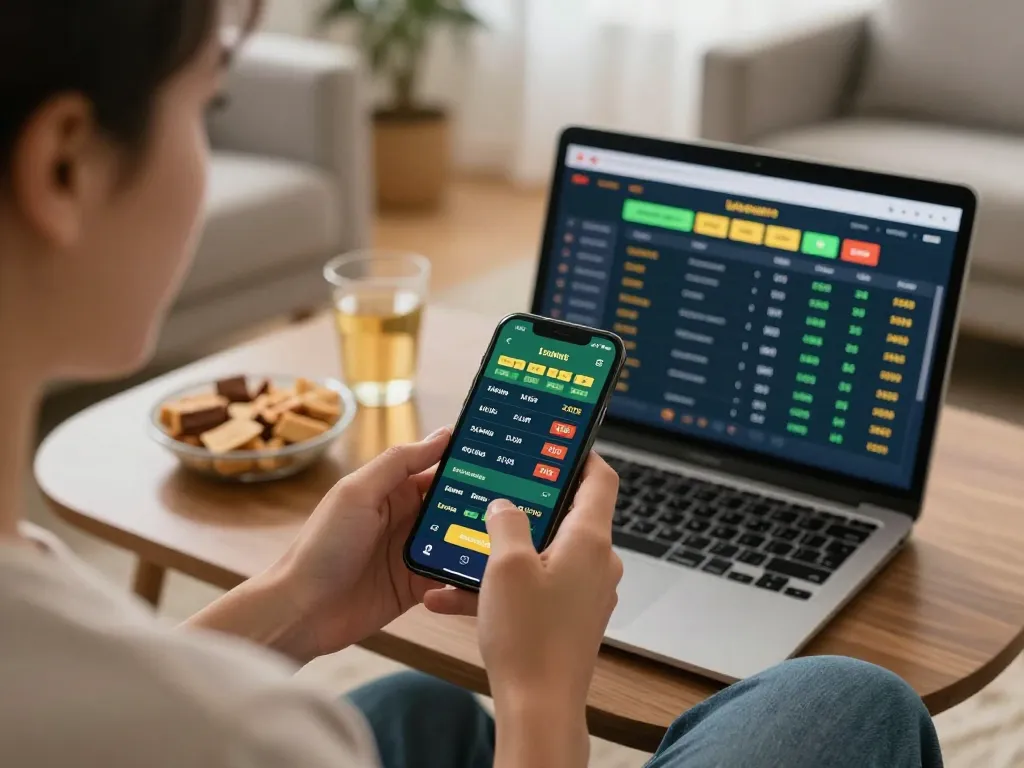 Betting on 88aa live sports gaming with smartphone while relaxing at home.