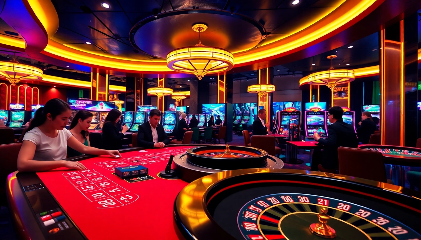 Spannendes Erlebnis beim casino spielen online in einer stilvollen Casino-Umgebung mit Spielern.