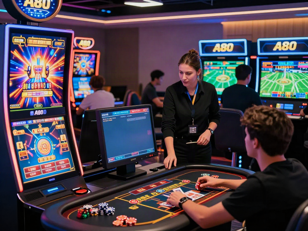 Diverse players enjoying various games at A80's vibrant online casino.