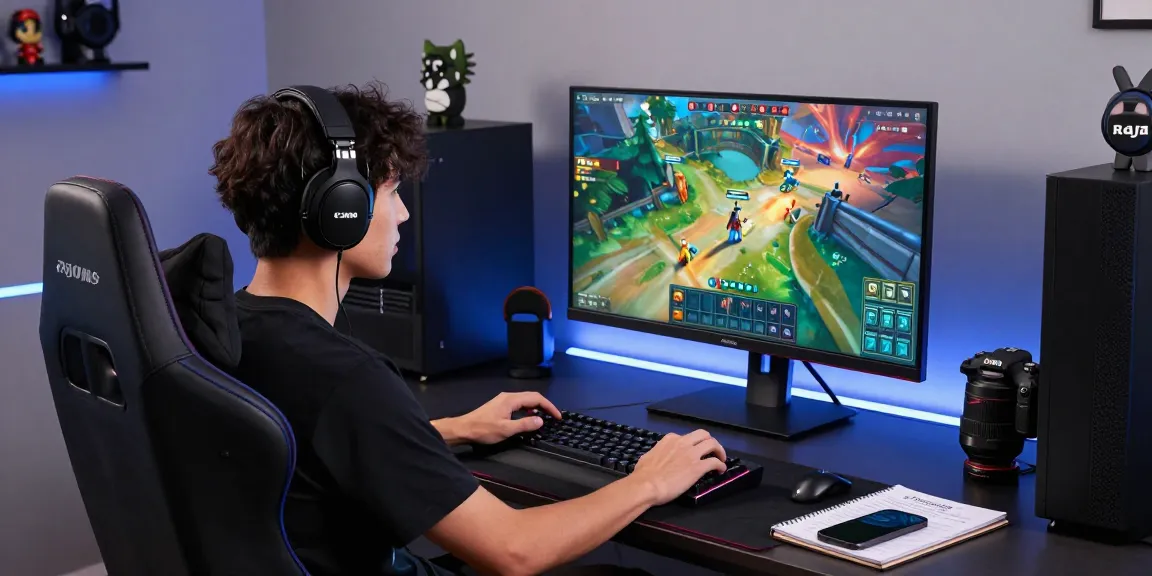 Raja Game login screen with user engaged in gameplay in a stylish gaming setup.