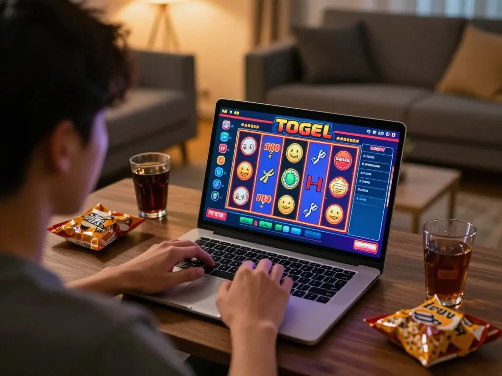 Engaging in online gaming at GTA Togel, showcasing the excitement of potential jackpots.