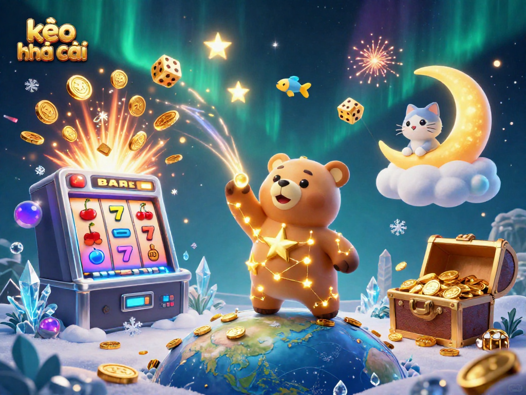 Engage with kèo nhà cái in a vibrant 3D casino scene featuring characters and game elements.