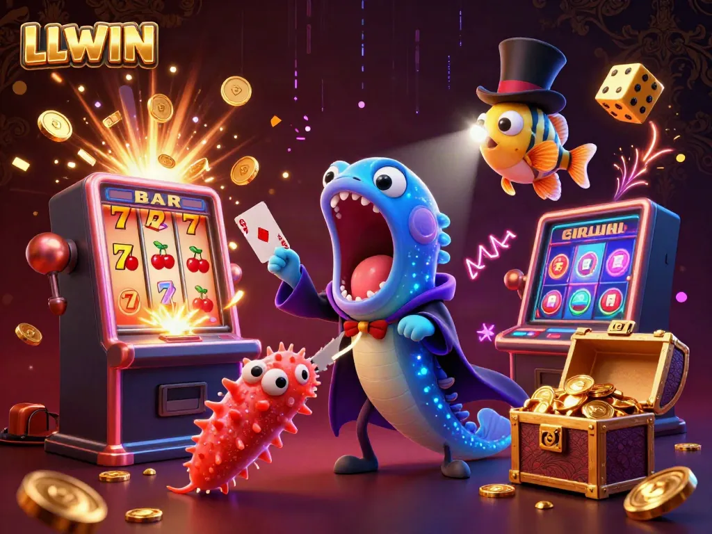 LLWIN offers an exciting casino experience with vibrant characters and jackpot visuals.