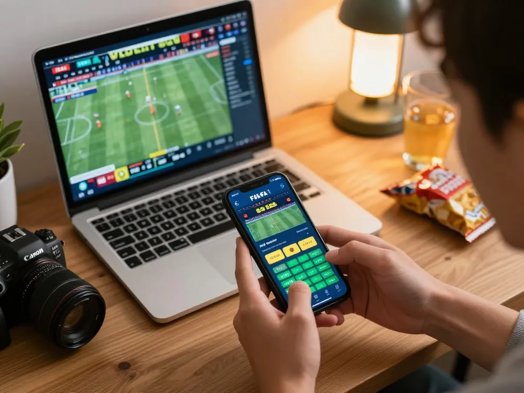 Engaging scene of online sports betting on the FAFA 828 app, with excitement captured in user interaction.