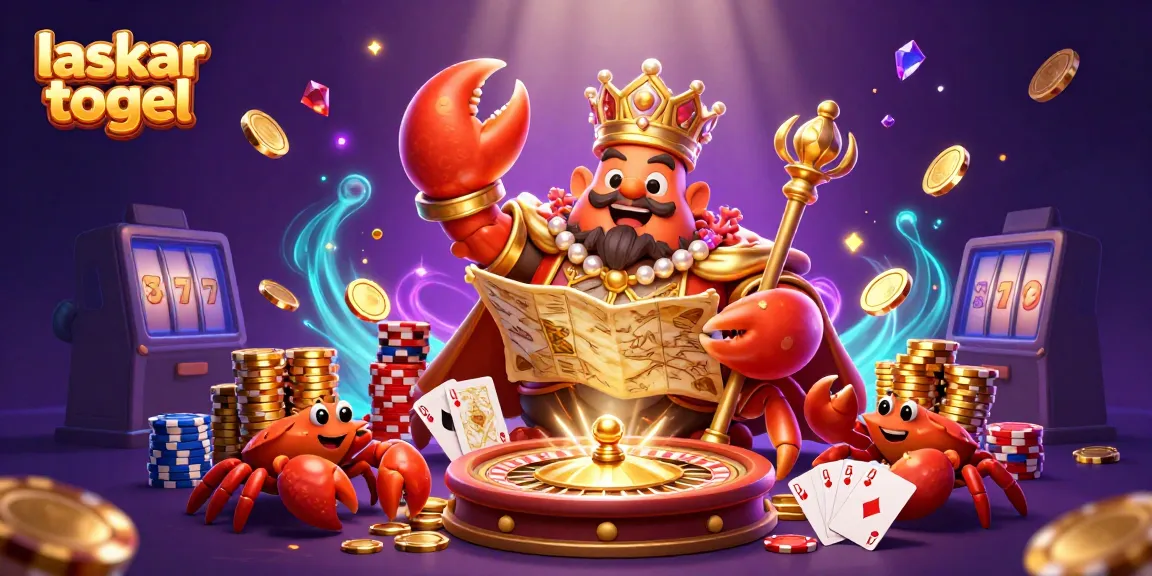 Experience laskar togel action with a golden crab emperor and vibrant casino elements.