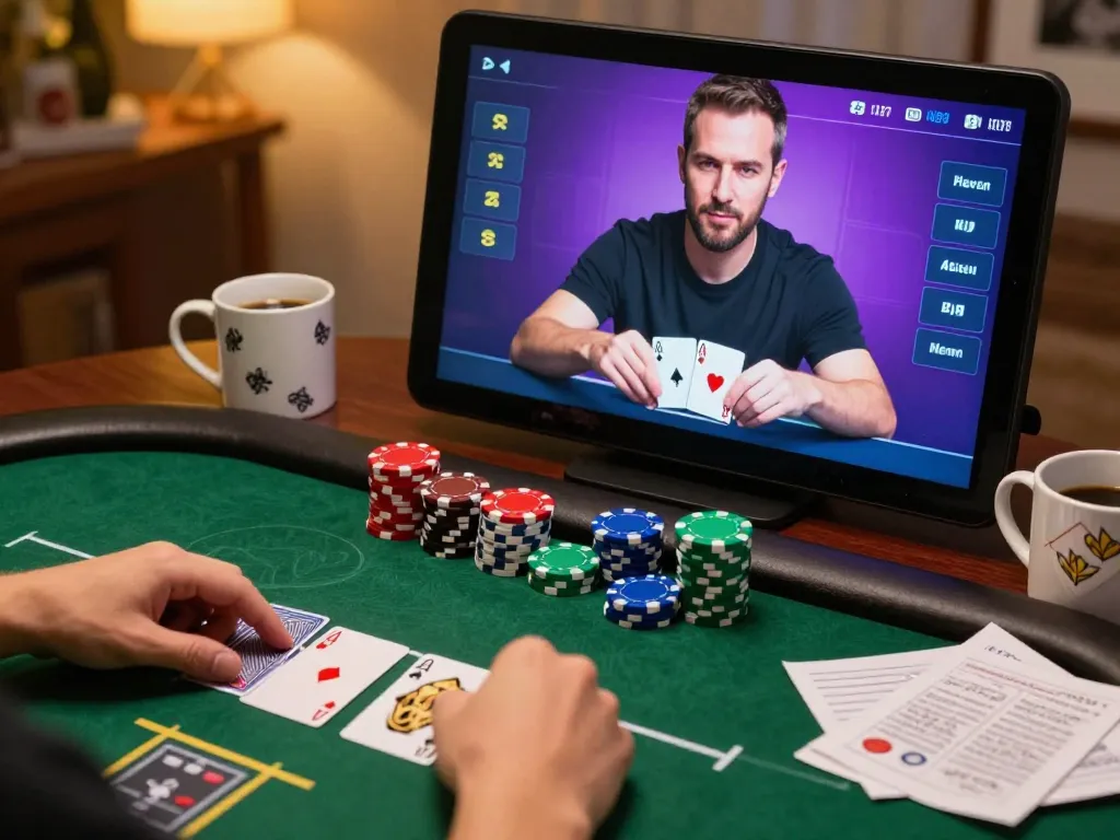 Engaging online poker gameplay showcasing pragmatic strategies with colorful chips and friendly competition.