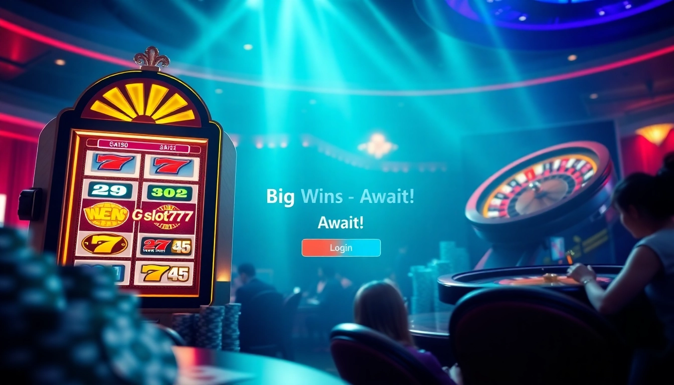 Exciting slot777 login scene featuring vibrant slots and lively casino elements.