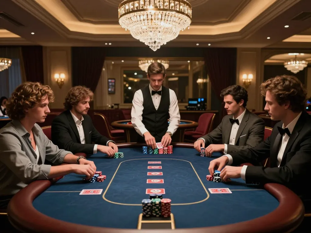 cm88 players strategizing during an exclusive high-stakes poker game in a luxurious VIP gaming area