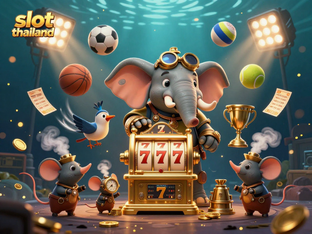 Engage with slot thailand in a vivid scene featuring a steampunk elephant engineer with a golden slot machine.