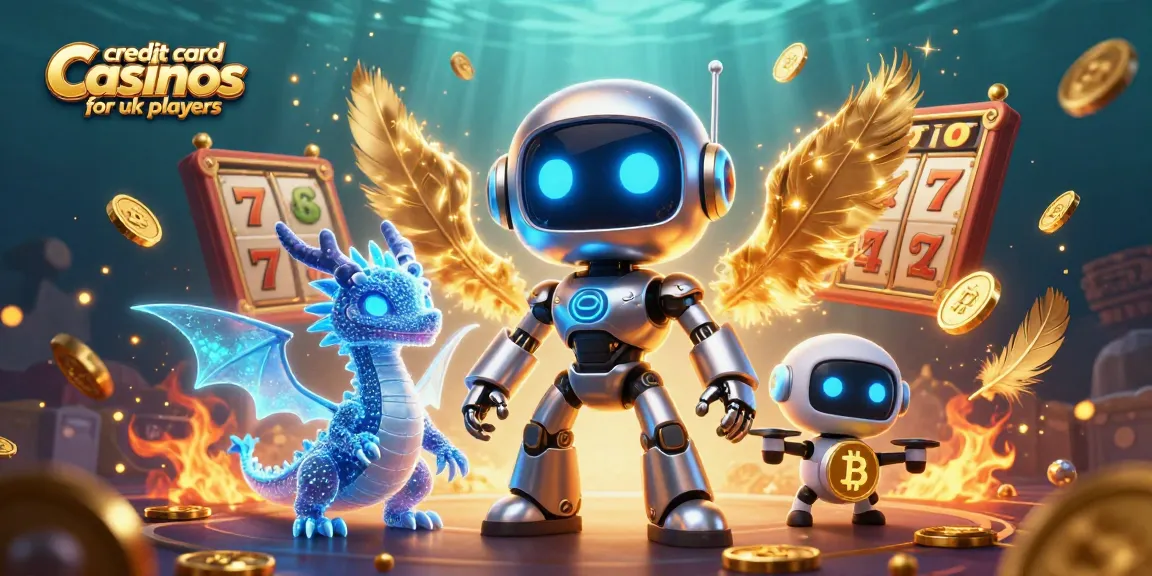Experience exhilarating gameplay at credit card casinos for uk players with vibrant scenes, showcasing unique characters and slot elements.