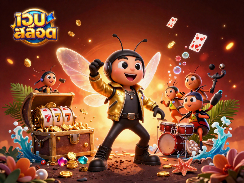 Experience เว็บสล็อต with vibrant slot reels, exciting gameplay, and dazzling rewards in this dynamic illustration.