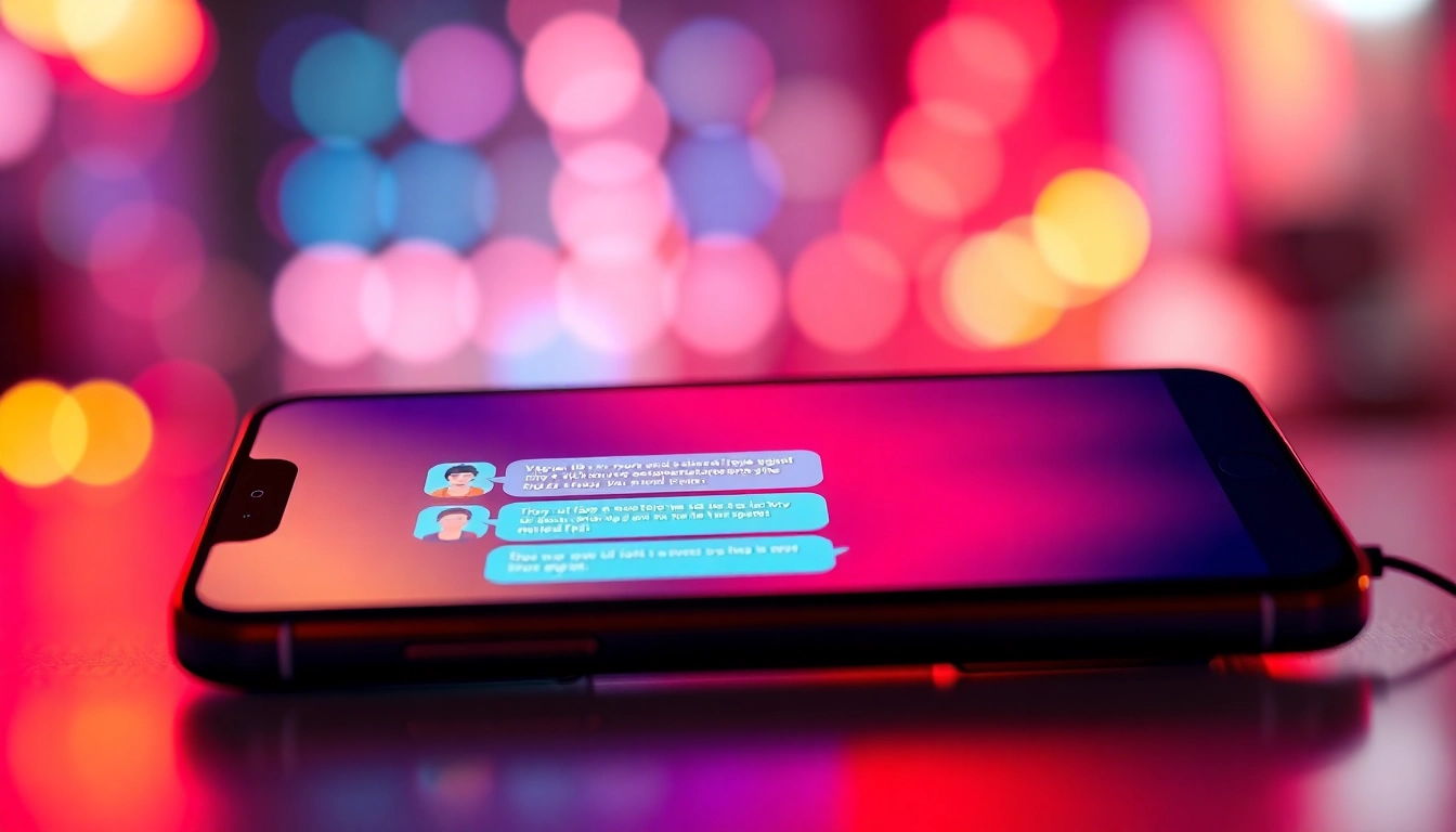 Interactive spicychat AI chatbot interface on a sleek smartphone, highlighting vibrant conversations.