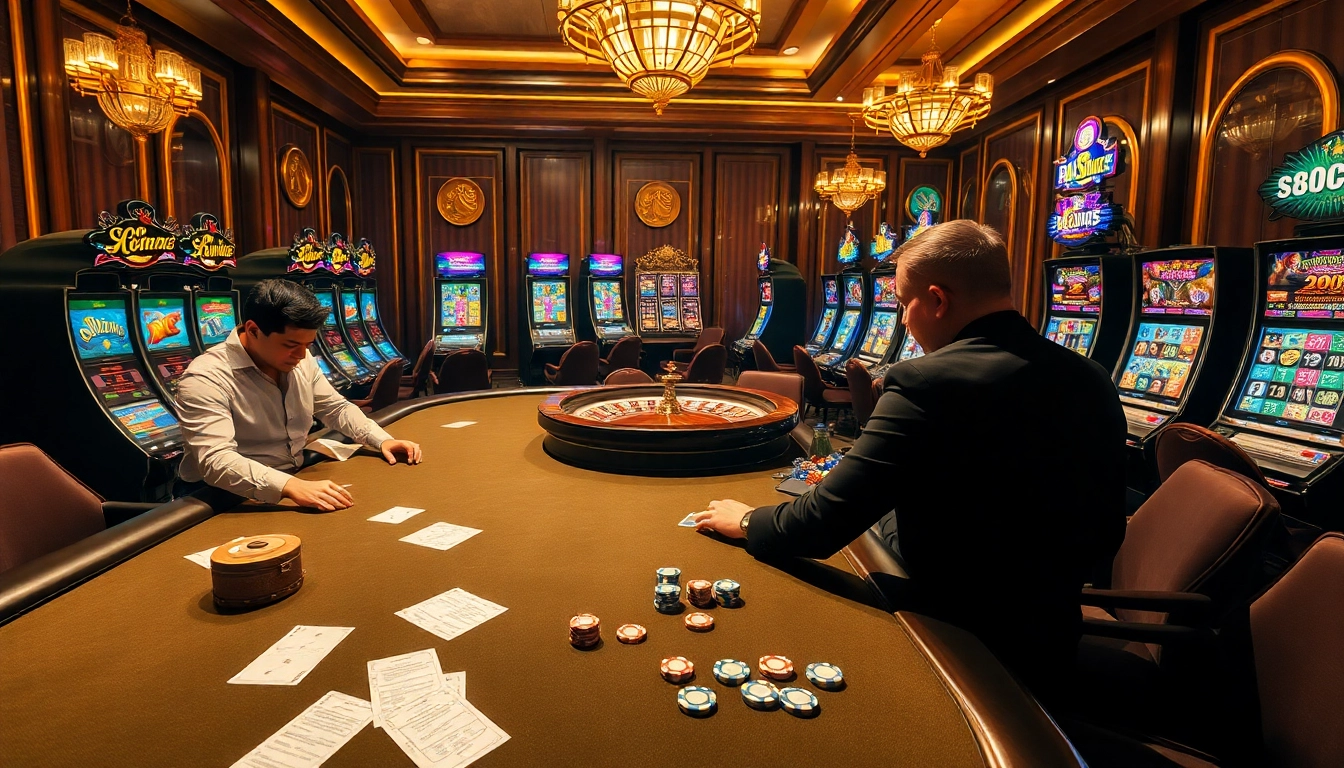 Experience the excitement of gambling at s8com casino with players enjoying table games and slots.
