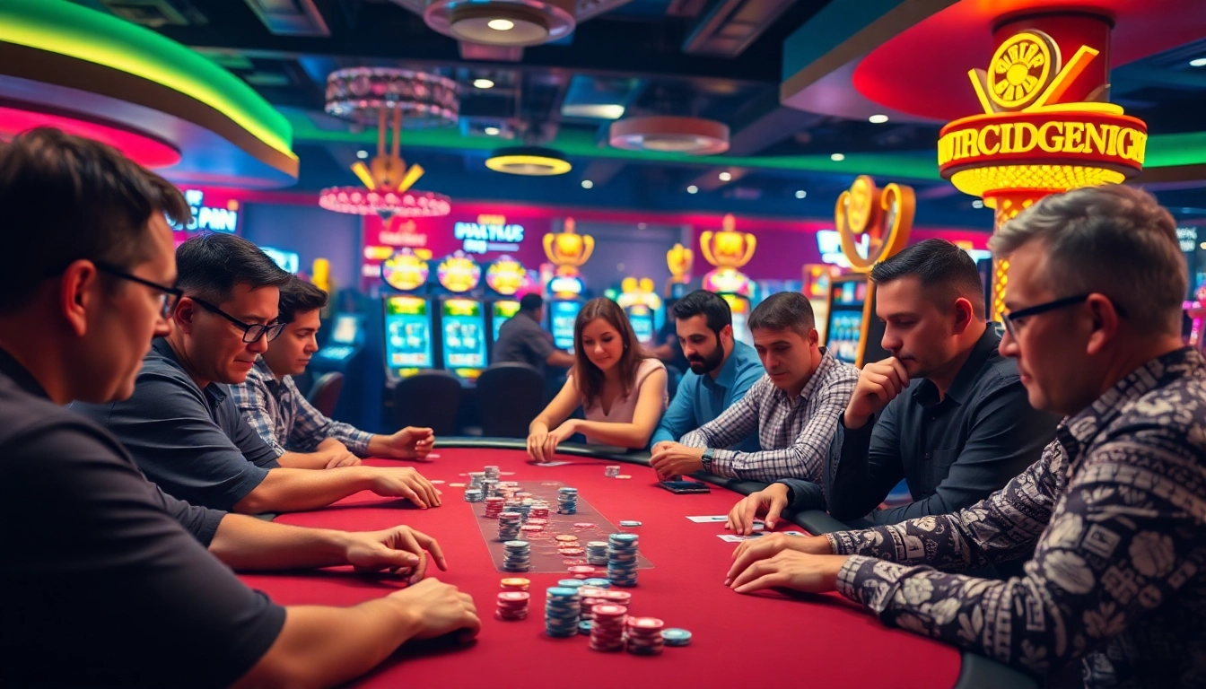 Dalam permainan inultogel, pemain berfokus pada kartu poker di meja yang meriah.