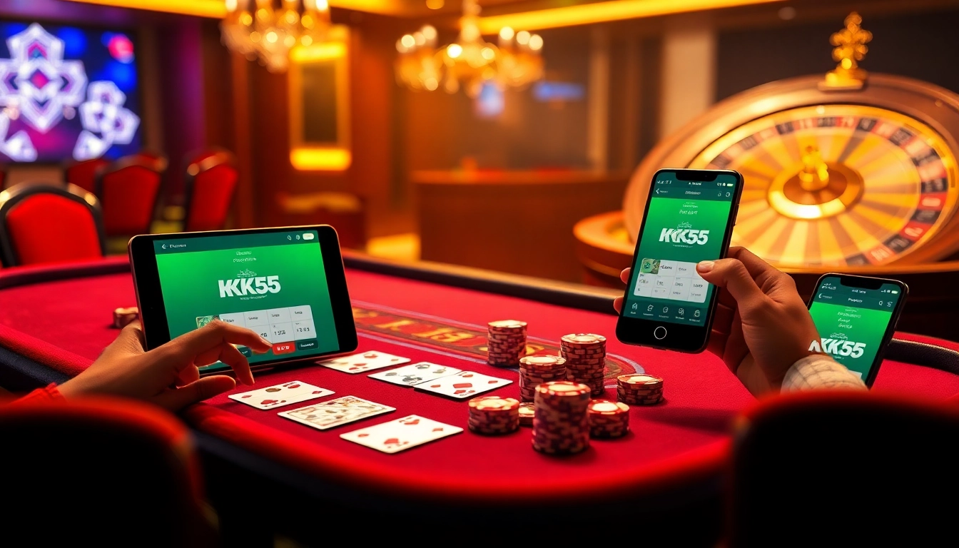 Experience luxury and excitement at https://kk55.exchange/ with elegant casino tables and vibrant gambling visuals.