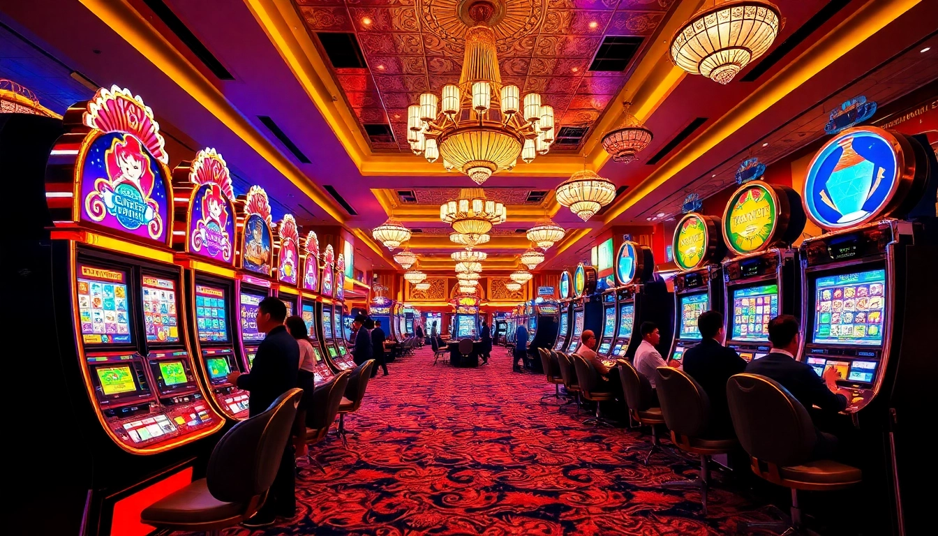 Experience thrilling gameplay with colorful Singapore Slots machines in an energetic casino environment.