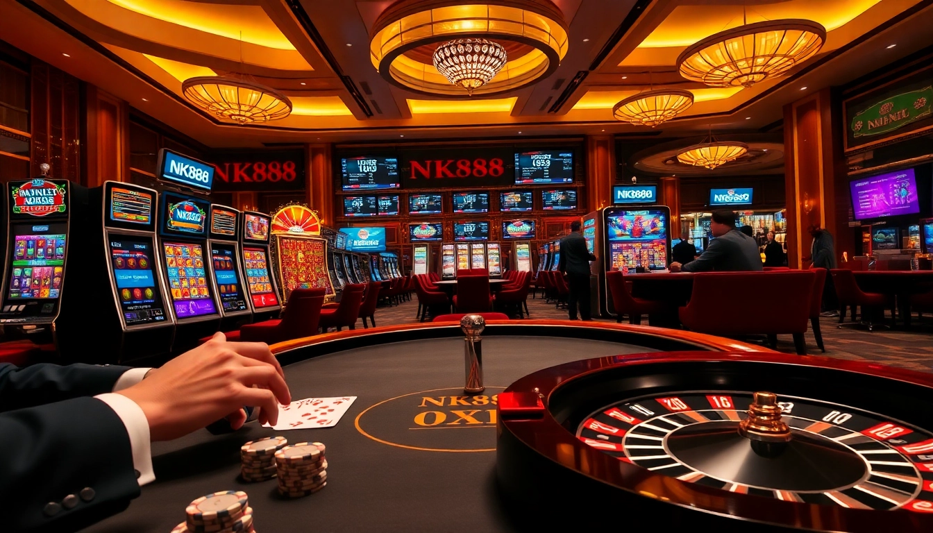 Professional gambler placing strategic bets at NK888 blackjack table with high-value poker chips