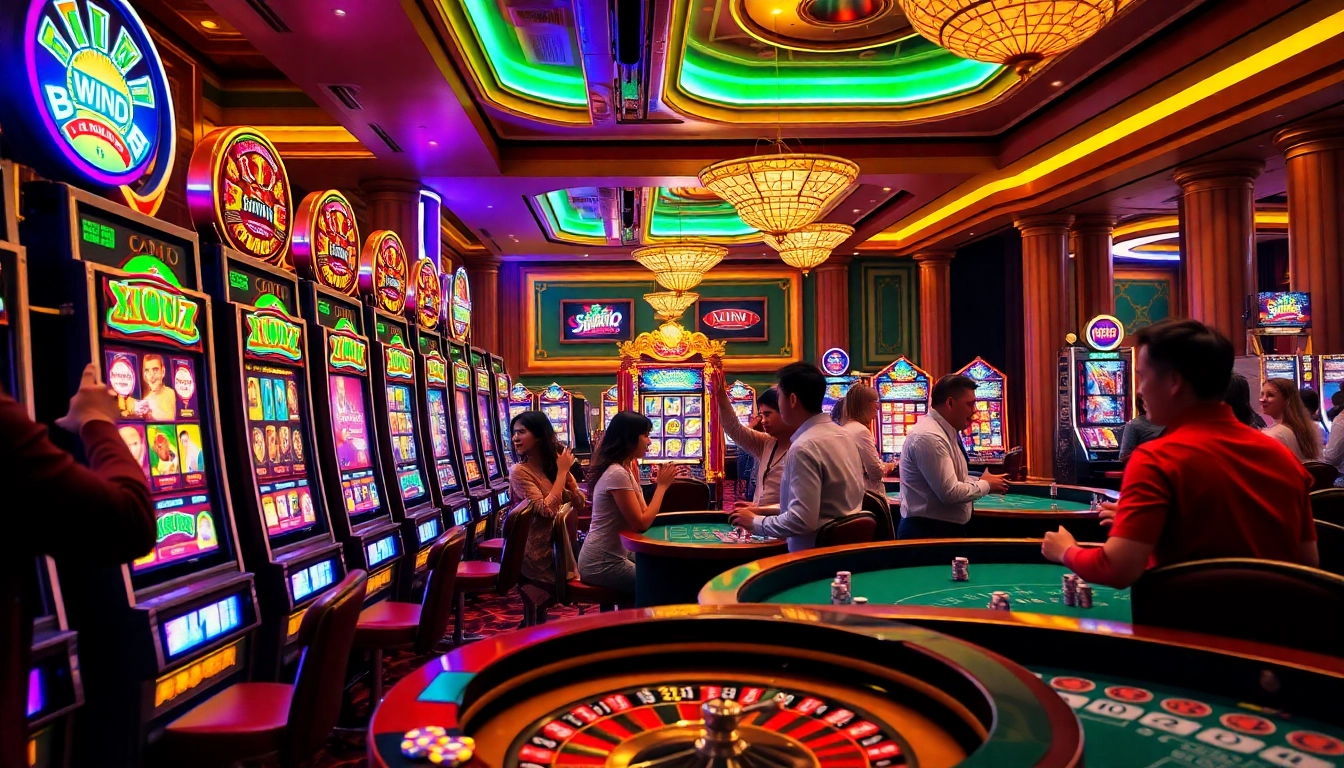 Winning at nohudoithuong slot machines on a vibrant casino floor filled with excitement.