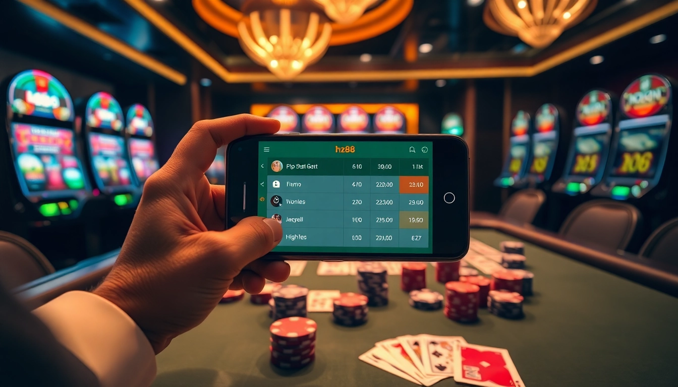 Engaging poker strategy session using the hz88 app displaying real-time betting options and chip management